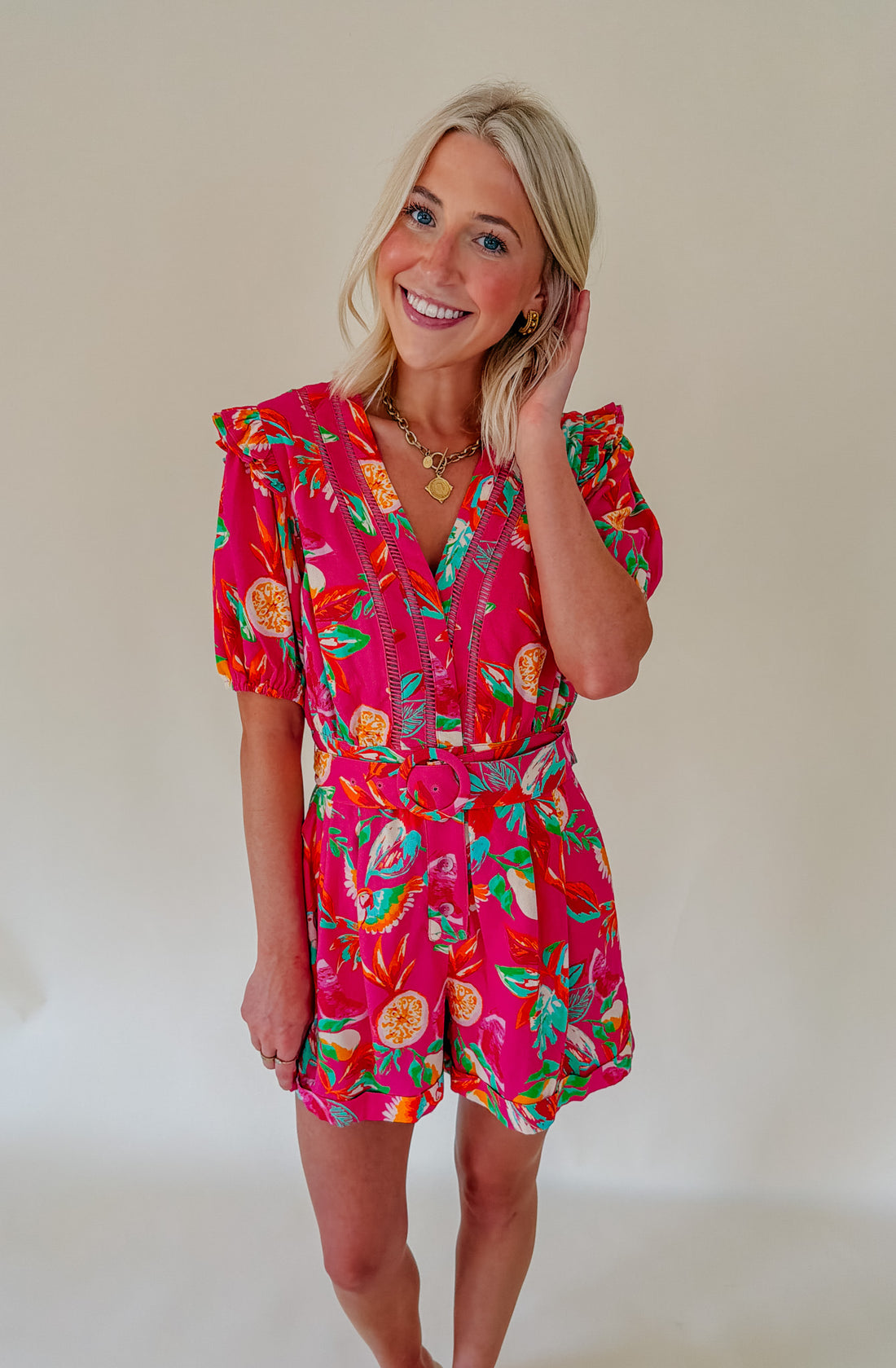 BAGS PACKED BELTED ROMPER
