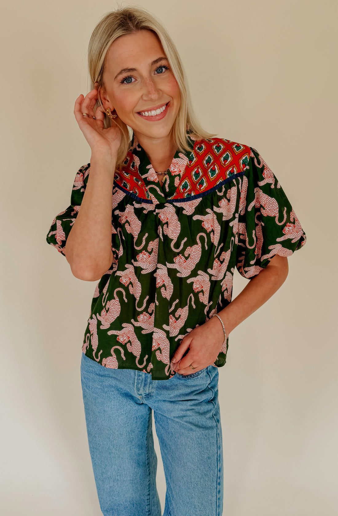 WILD ABOUT YOU PRINTED BLOUSE