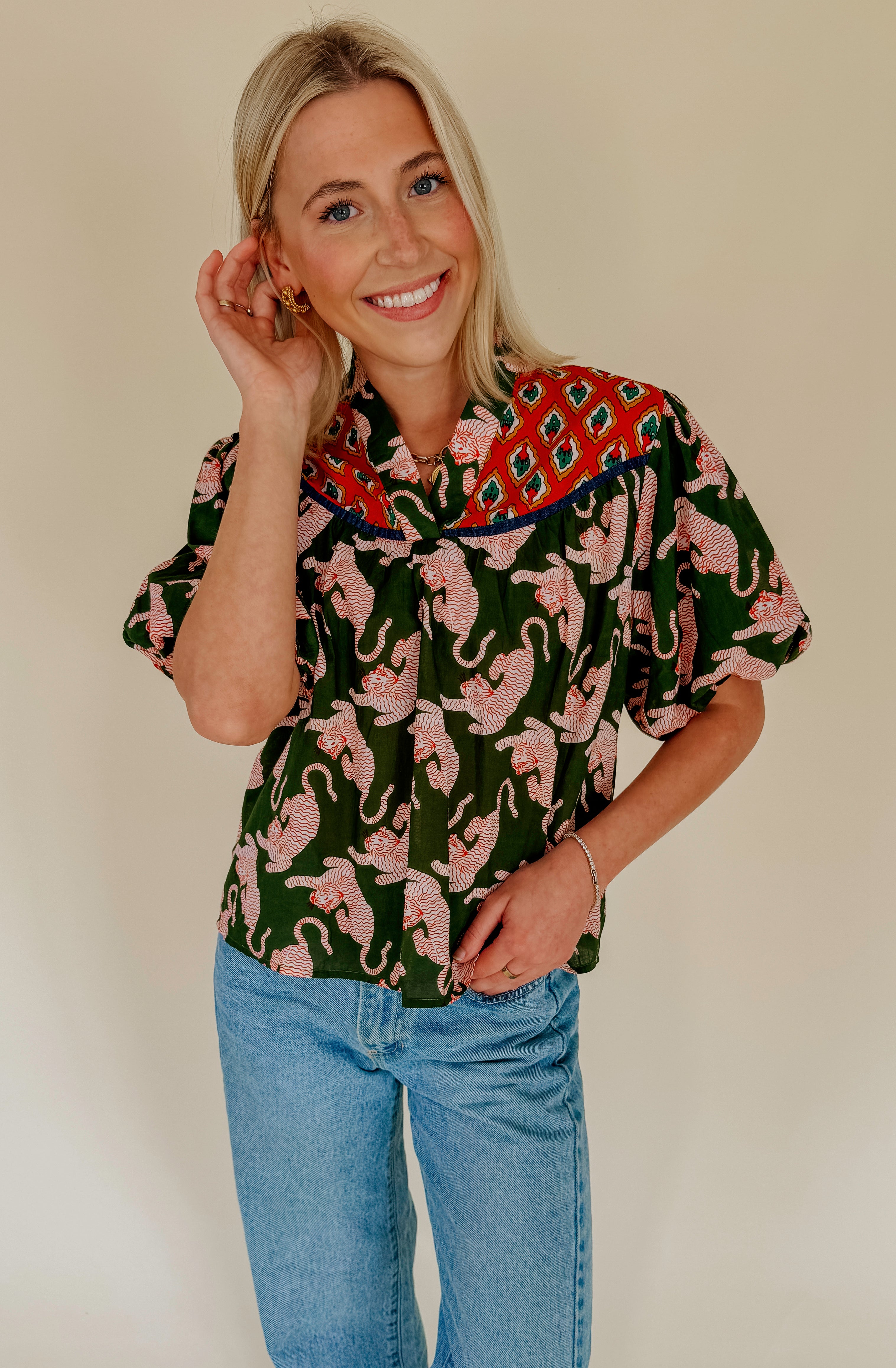 WILD ABOUT YOU PRINTED BLOUSE