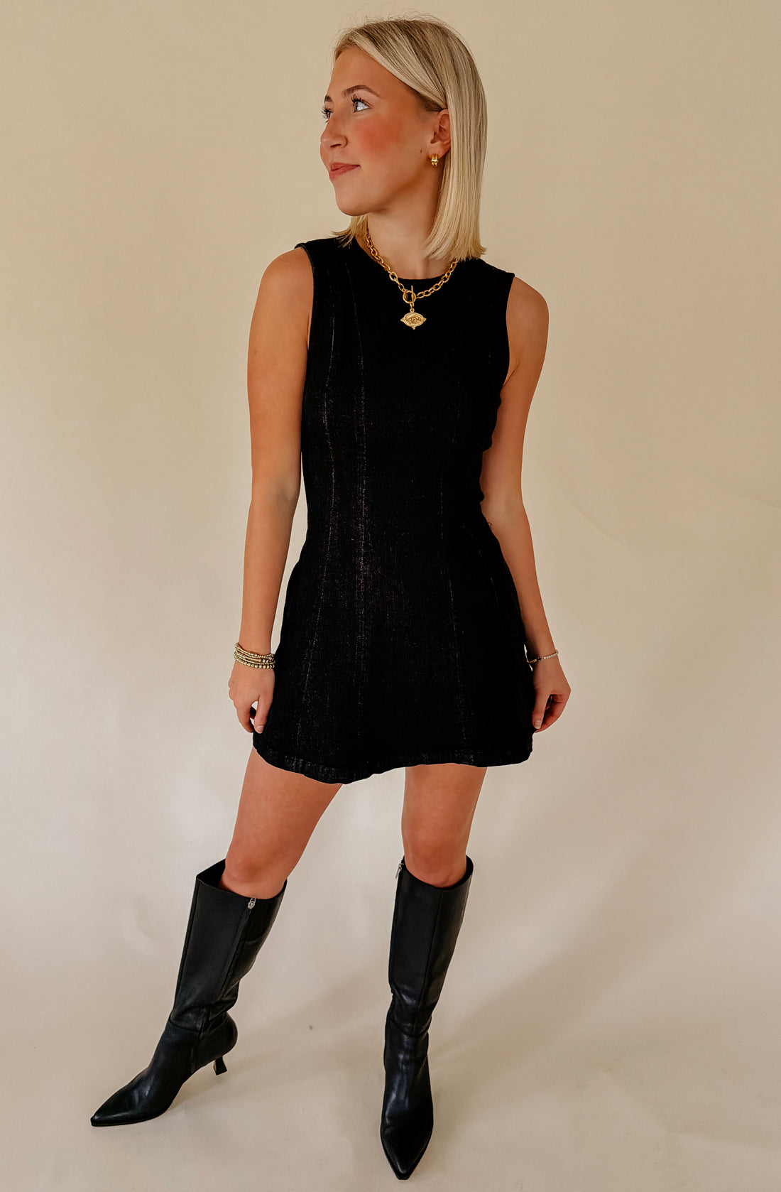 BACK IN BLACK DENIM DRESS