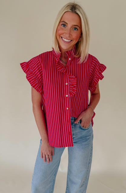 HEART SET STRIPED BLOUSE