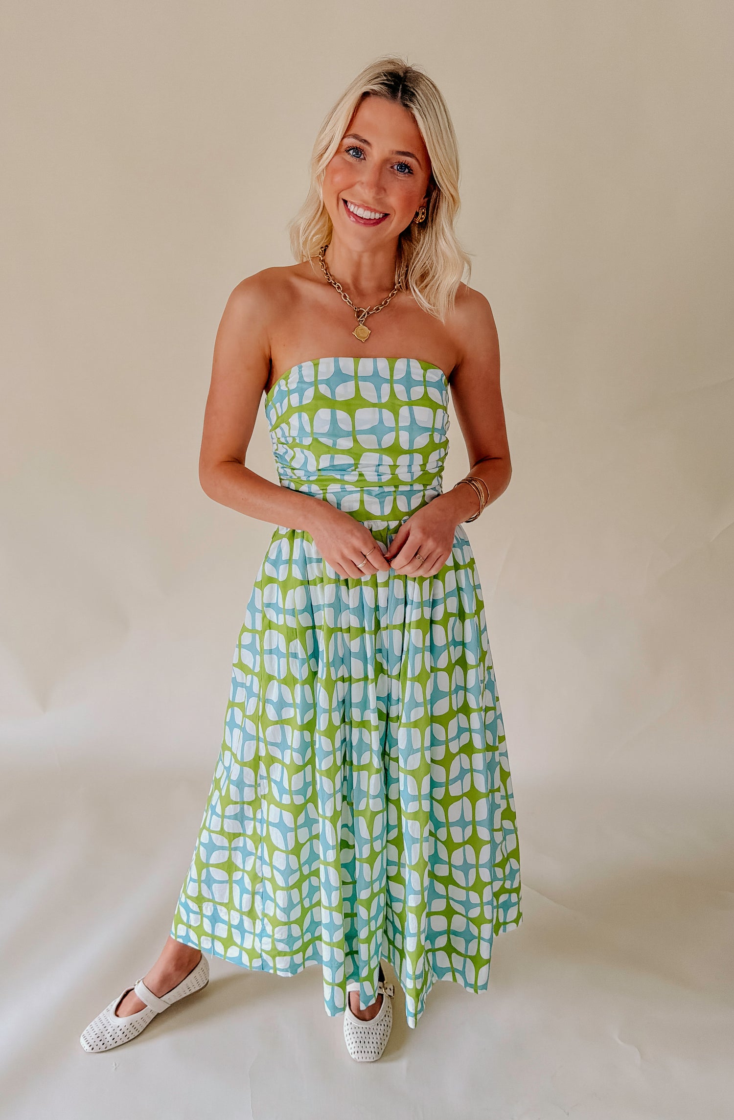 THE WILLA STRAPLESS MIDI DRESS