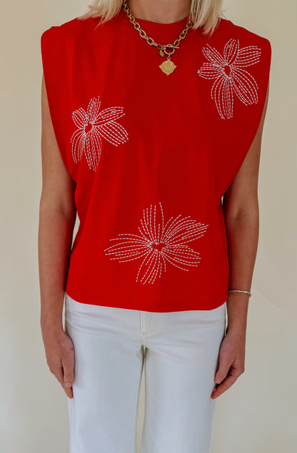 RED-Y FOR IT EMBROIDERED TANK