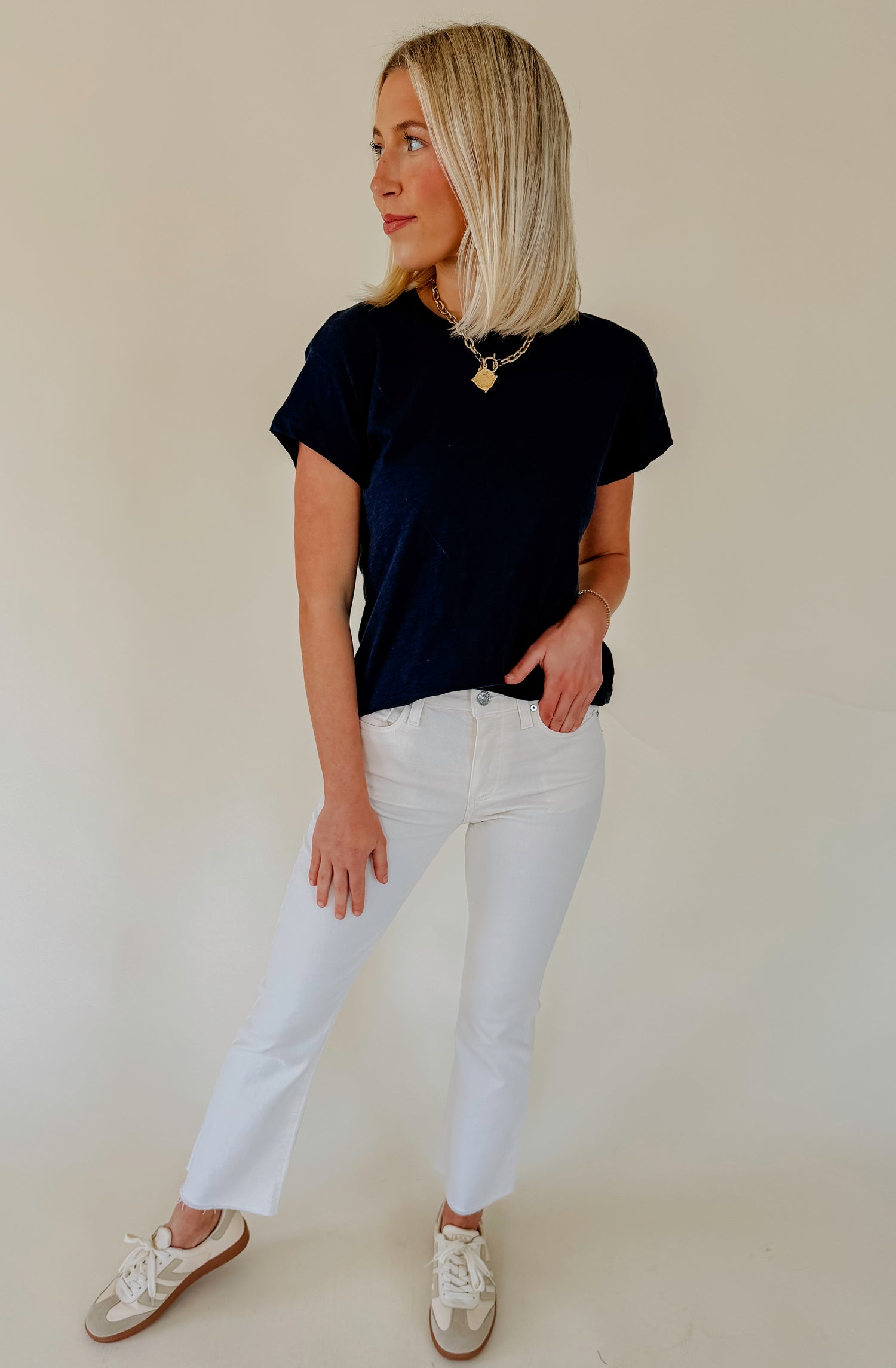 PAIGE MASON CROP BOOT DENIM IN CREAM CLOUD