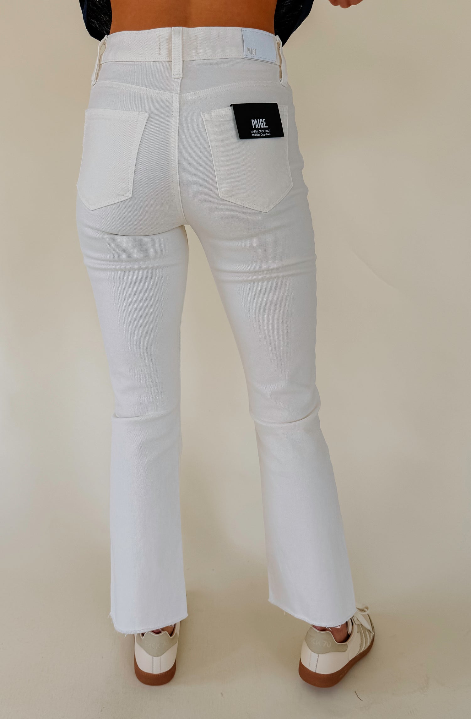 PAIGE MASON CROP BOOT DENIM IN CREAM CLOUD