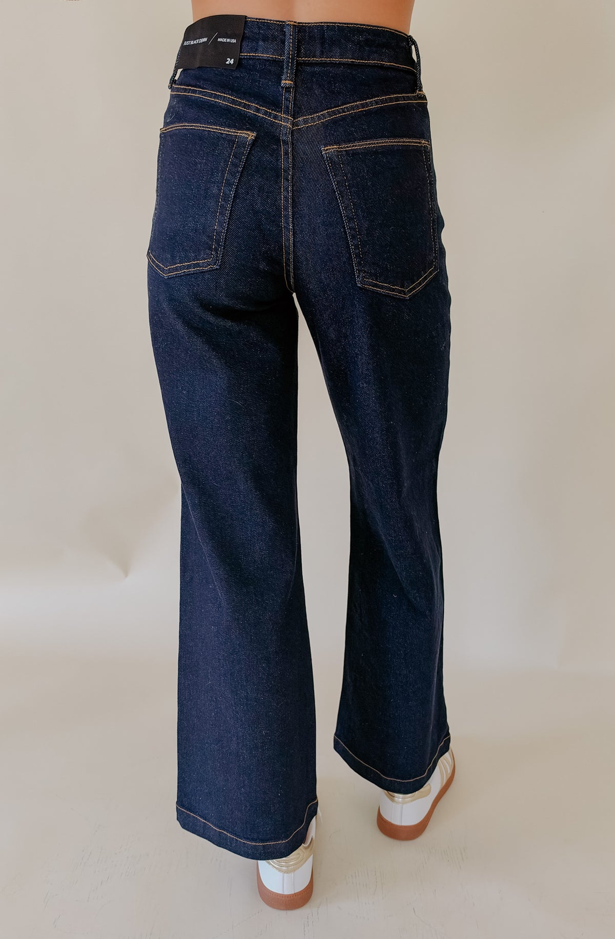 JUST BLACK PATCH POCKET WIDE LEG DENIM