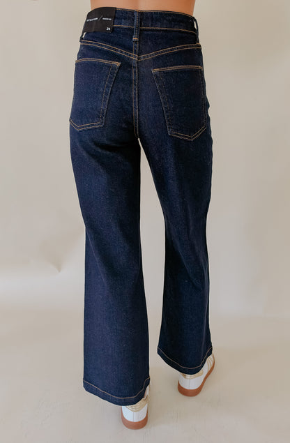 JUST BLACK PATCH POCKET WIDE LEG DENIM