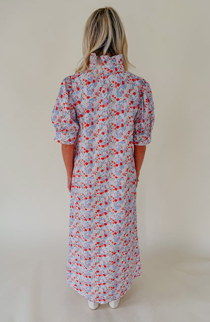 GARDEN ROMANCE SHIFT MIDI DRESS
