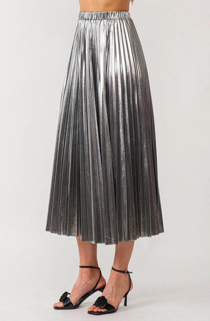 MIRRORBALL PLEATED MIDI SKIRT