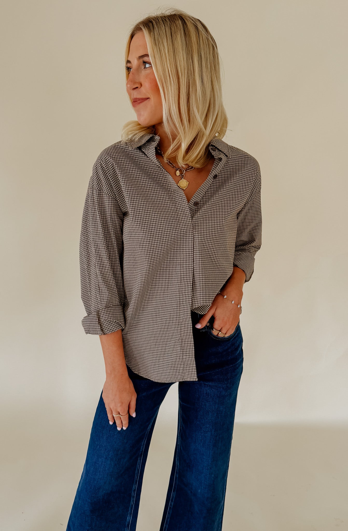 Z SUPPLY ON DUTY GINGHAM BUTTON UP TOP