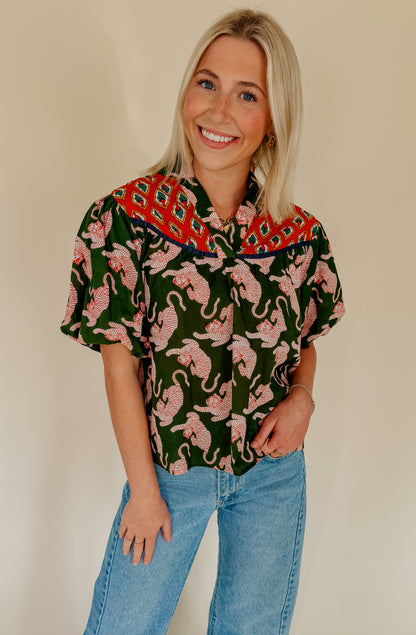 WILD ABOUT YOU PRINTED BLOUSE
