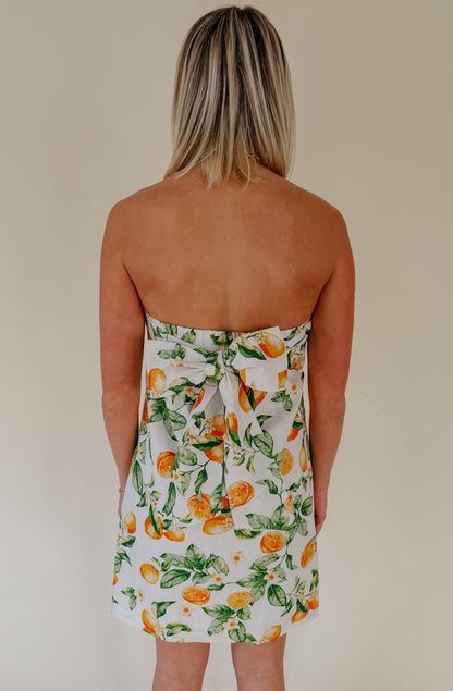 WHEN LIFE GIVES YOU LEMONS STRAPLESS DRESS