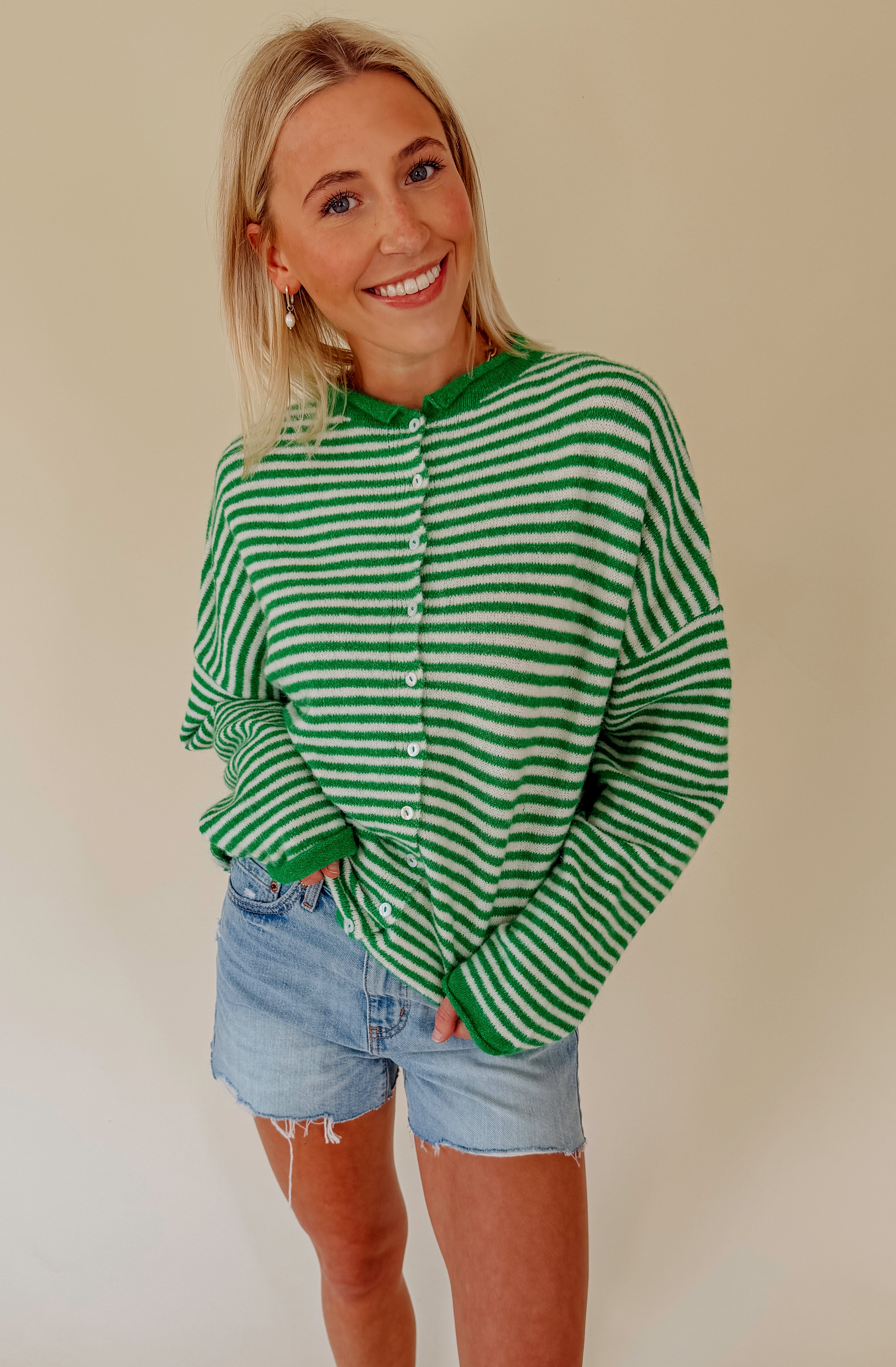 LUCK OF IT ALL STRIPED CARDIGAN