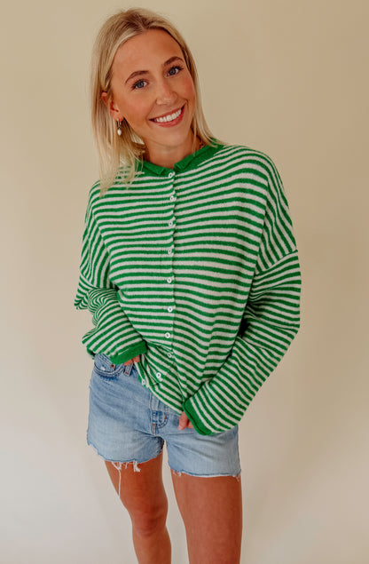 LUCK OF IT ALL STRIPED CARDIGAN
