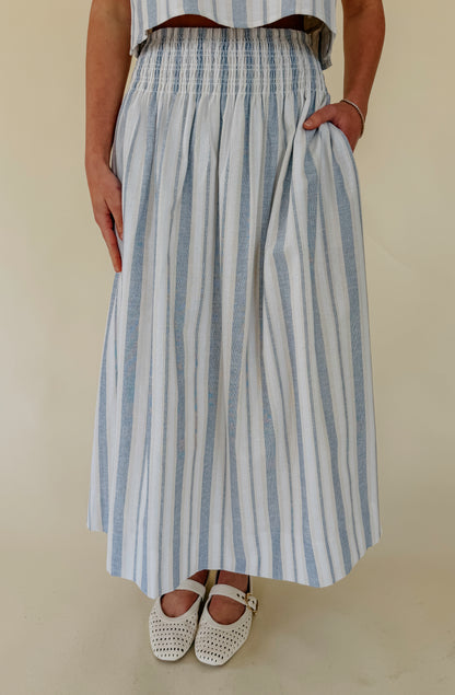 BEACHY KEEN SMOCKED WAIST MIDI SKIRT