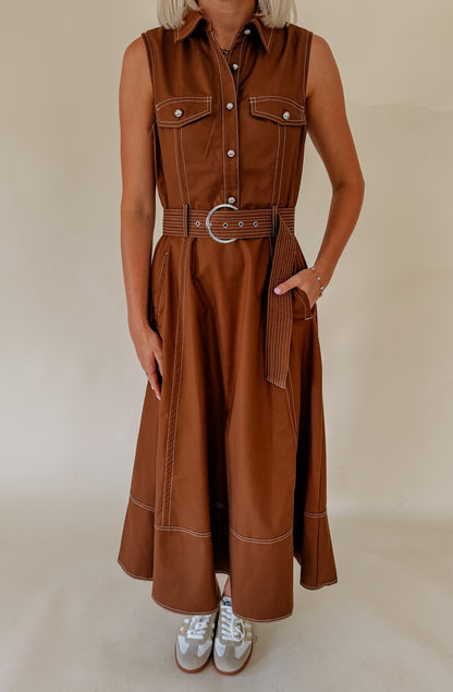 WESTWARD BELTED MIDI DRESS