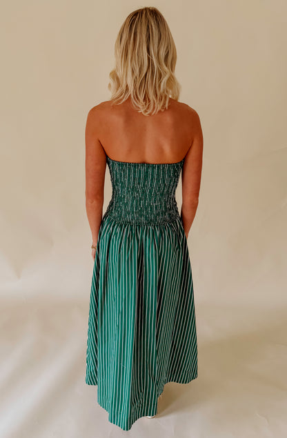 THE AMARA STRAPLESS MIDI DRESS