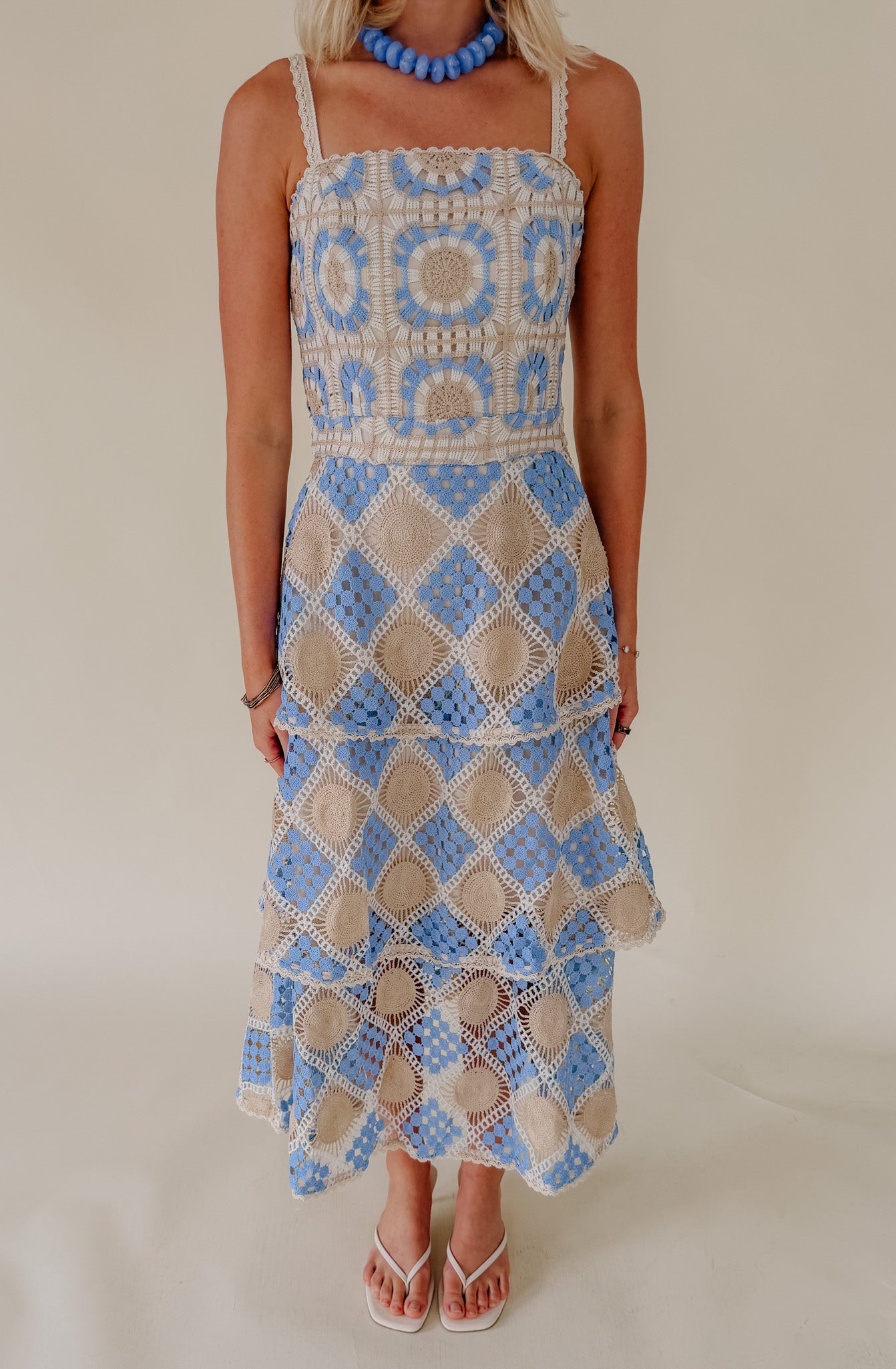 CROCHET DREAMS CONTRAST MIDI DRESS