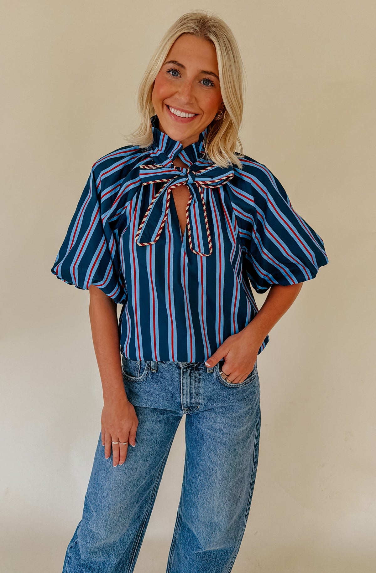 THE BOWERY STRIPED BLOUSE
