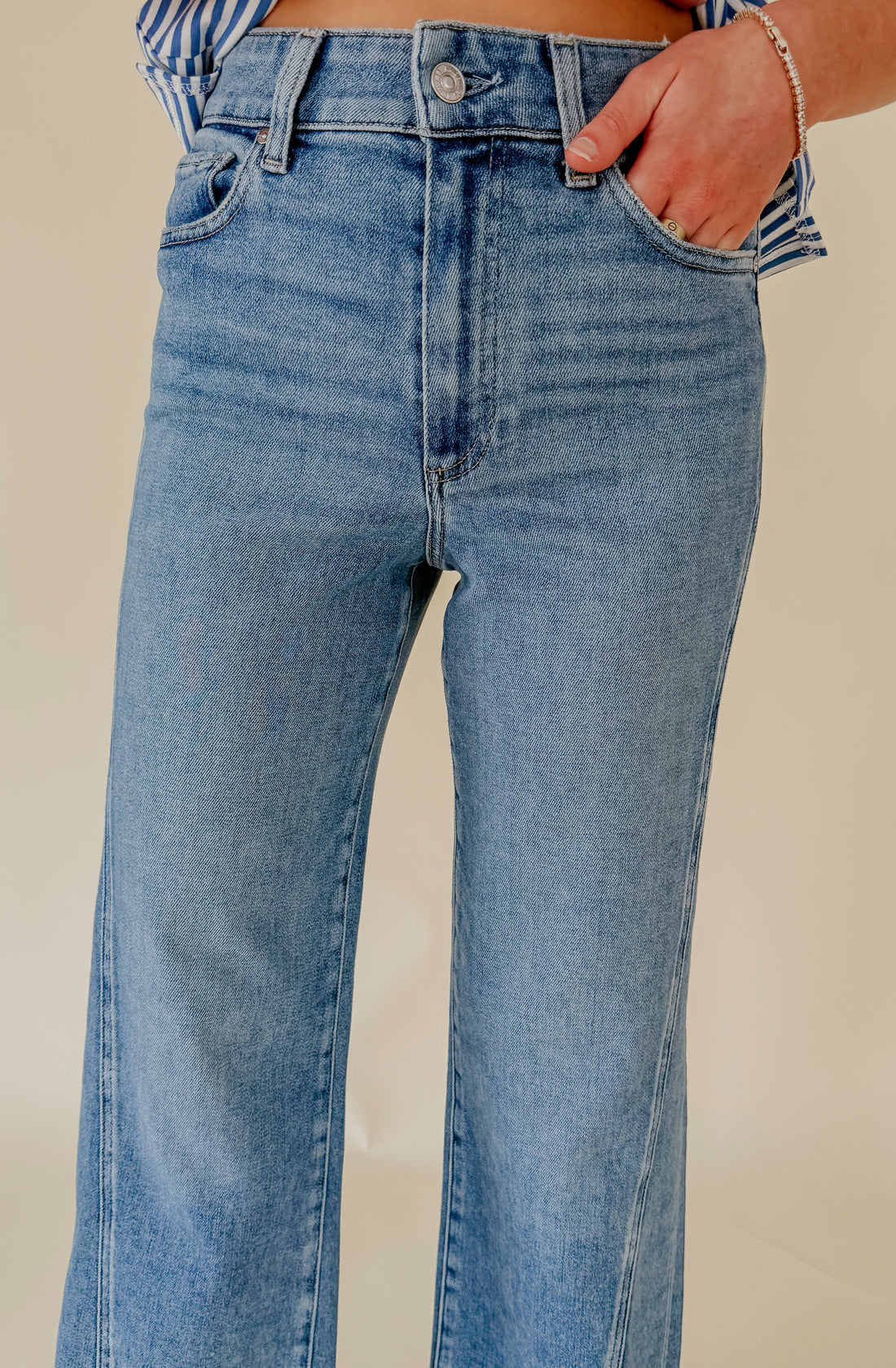 PAIGE ANESSA TWISTED PANEL WIDE LEG DENIM