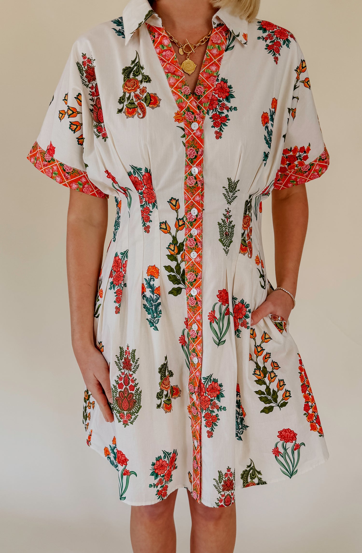 SPRING BLOOMS BUTTONED DRESS