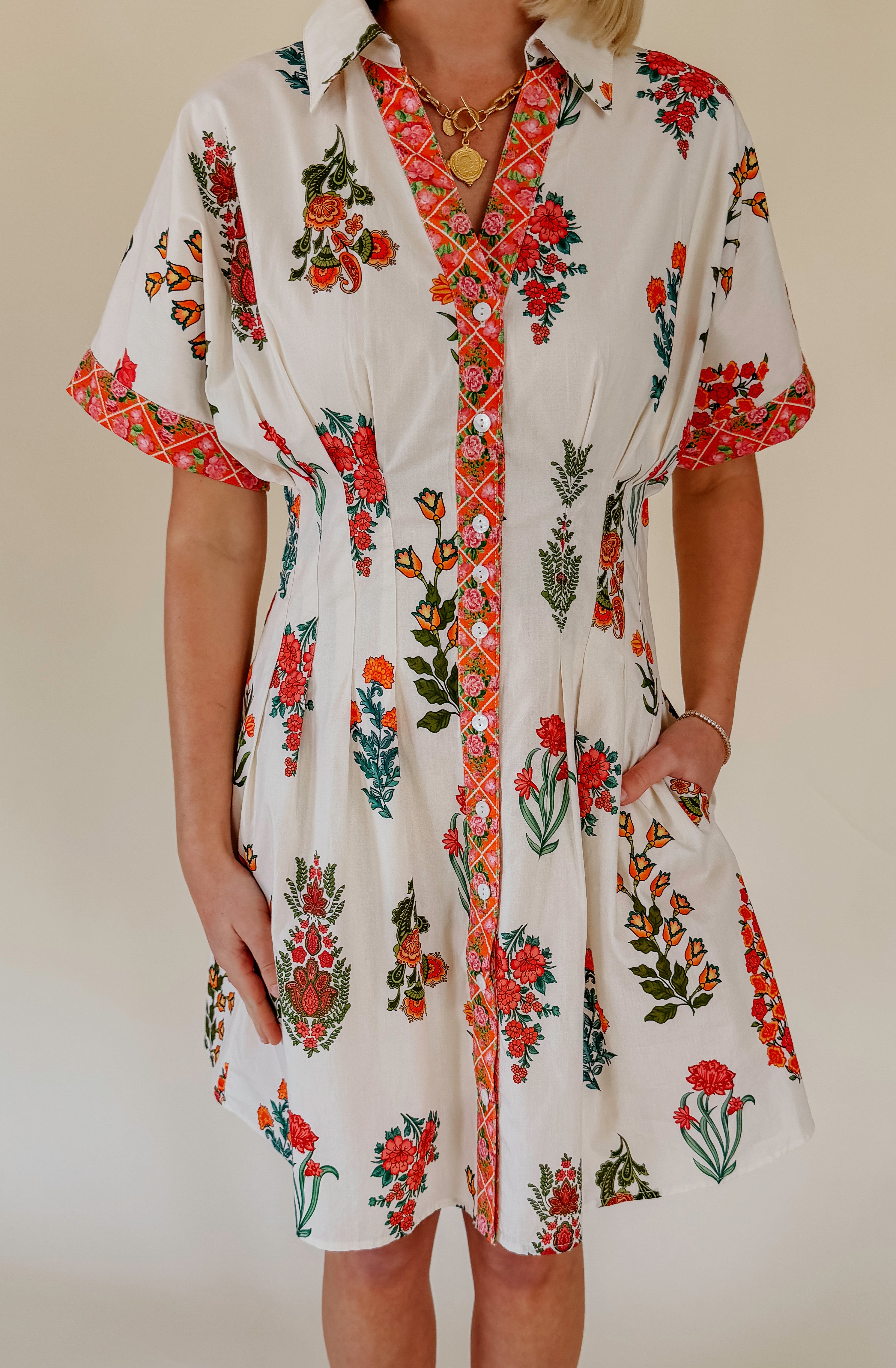SPRING BLOOMS BUTTONED DRESS