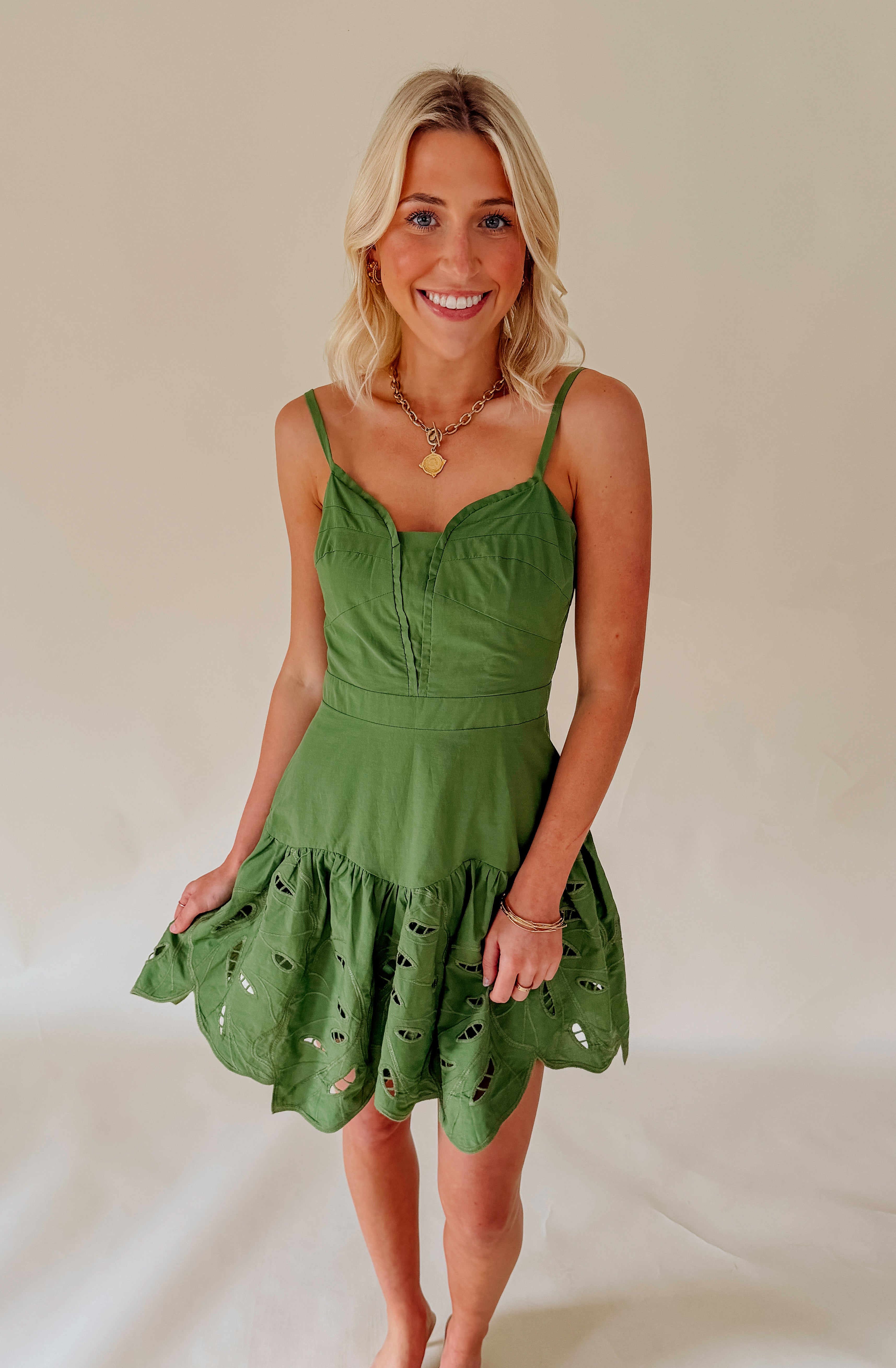 CIEBON CHARLOTTE EMBROIDERED CUT OUT MINI DRESS