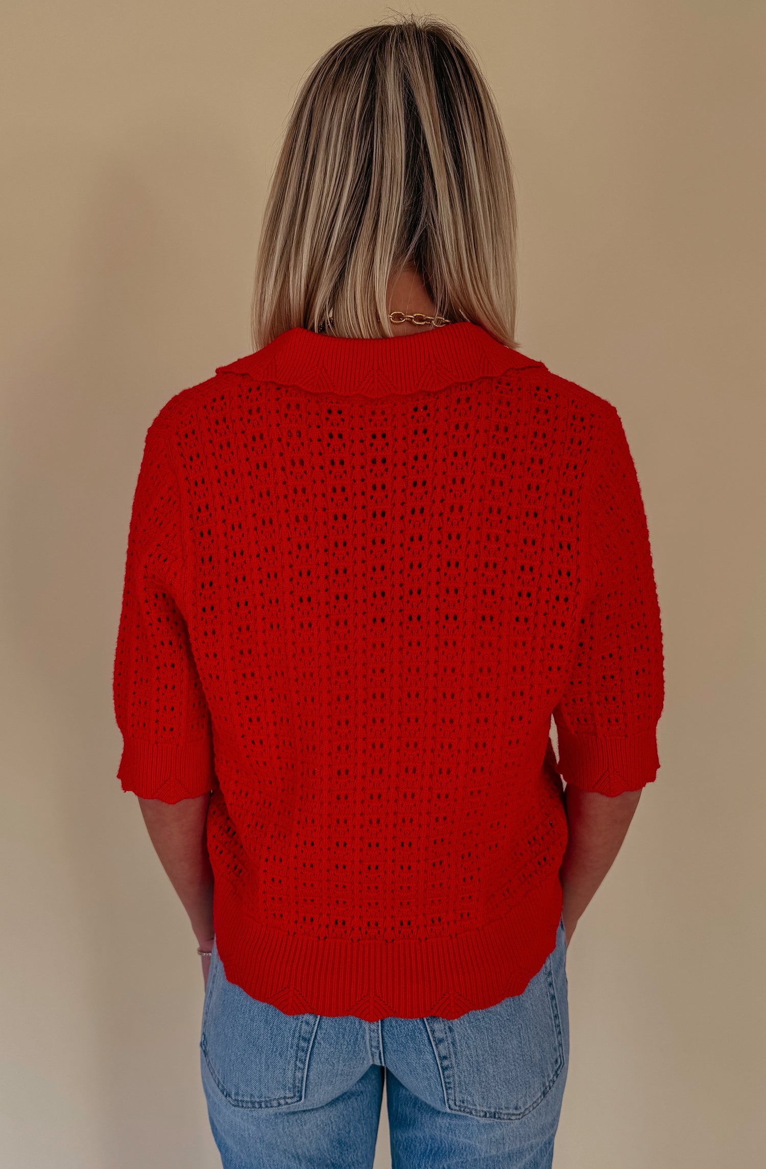 RED-Y OR NOT COLLARED SWEATER
