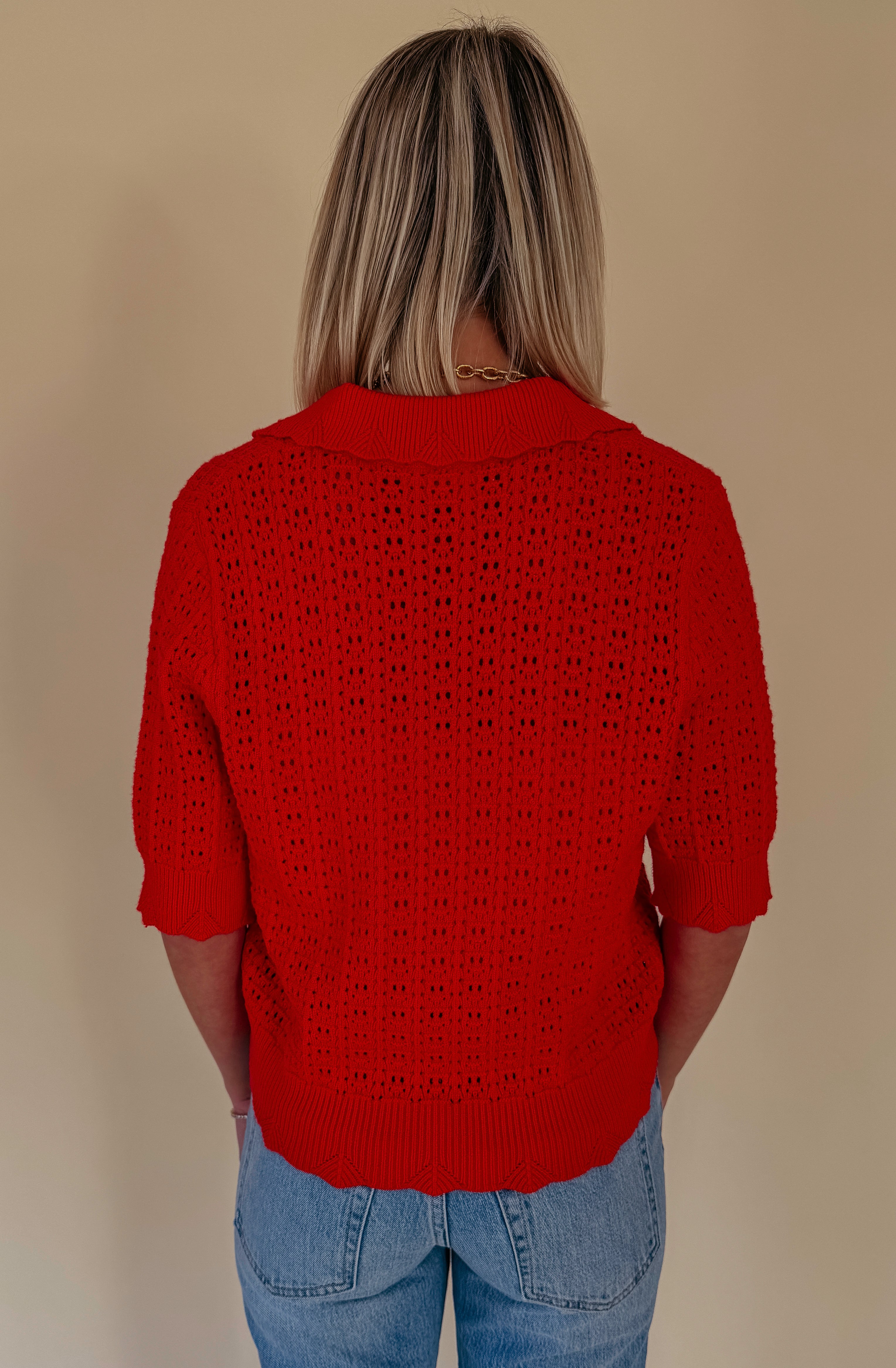 RED-Y OR NOT COLLARED SWEATER