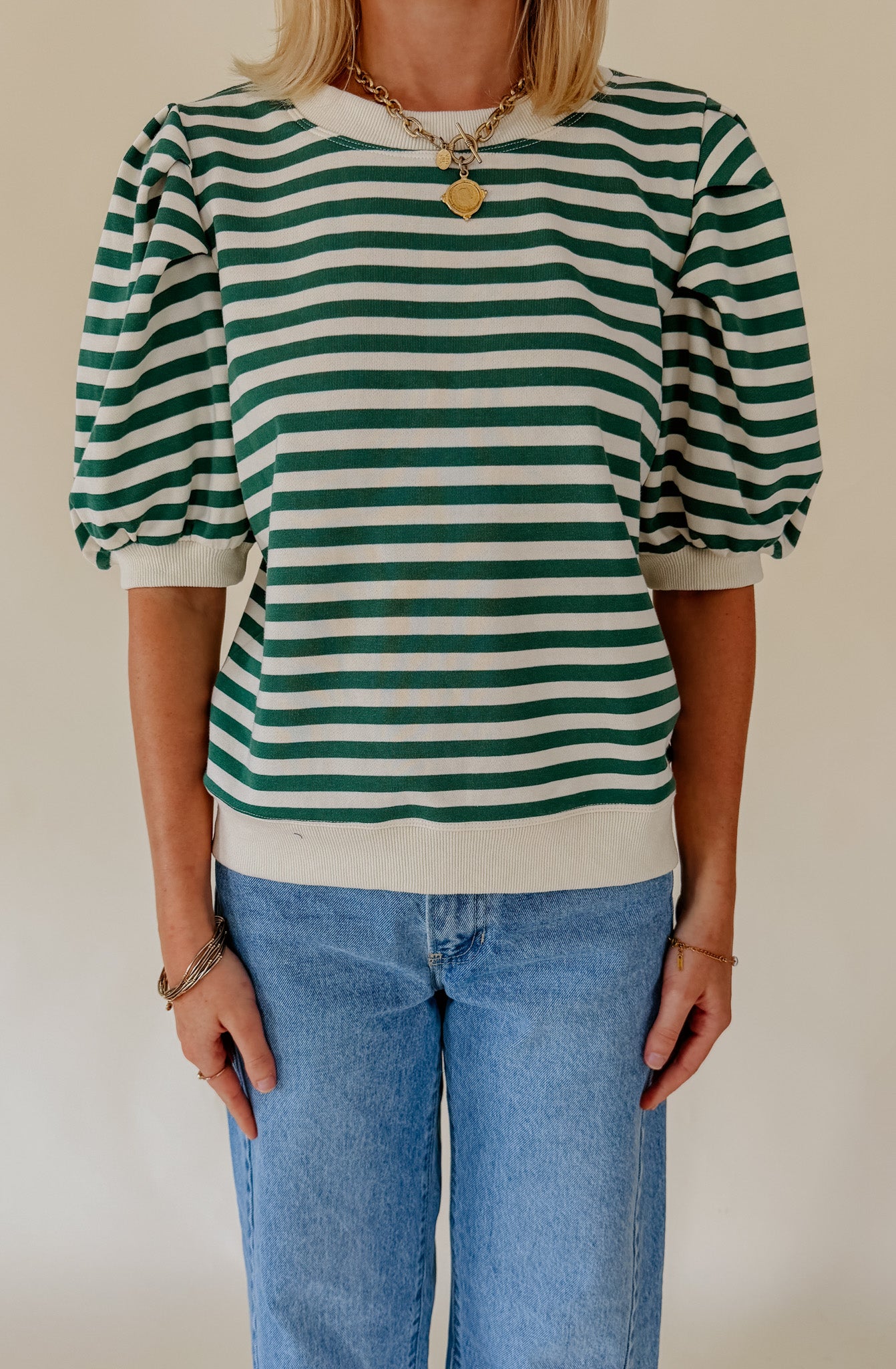NO DOUBTS STRIPED PULLOVER TEE