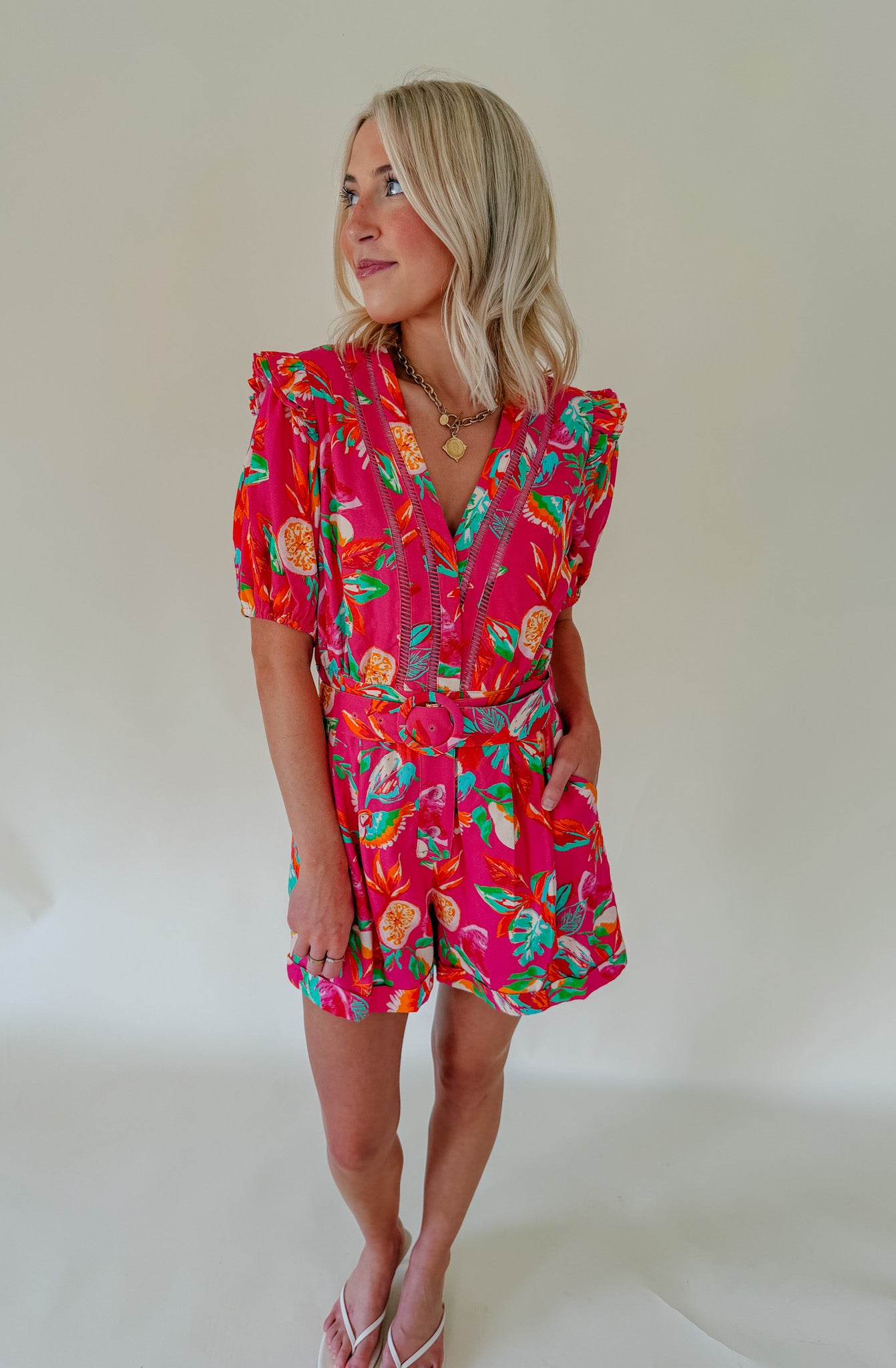 BAGS PACKED BELTED ROMPER