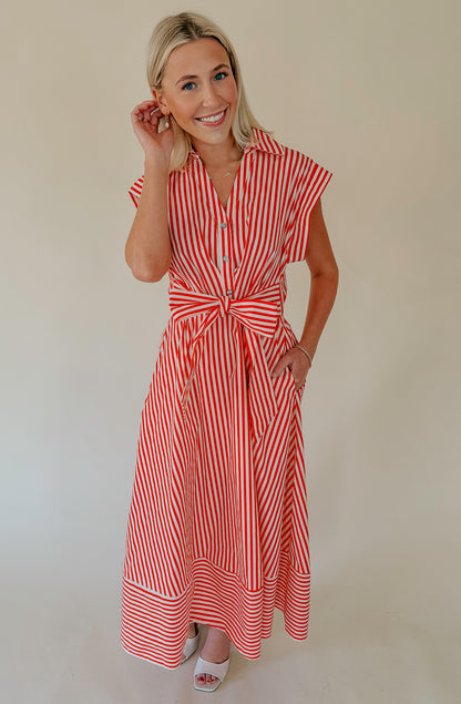 AMALFI COAST STRIPED MIDI
