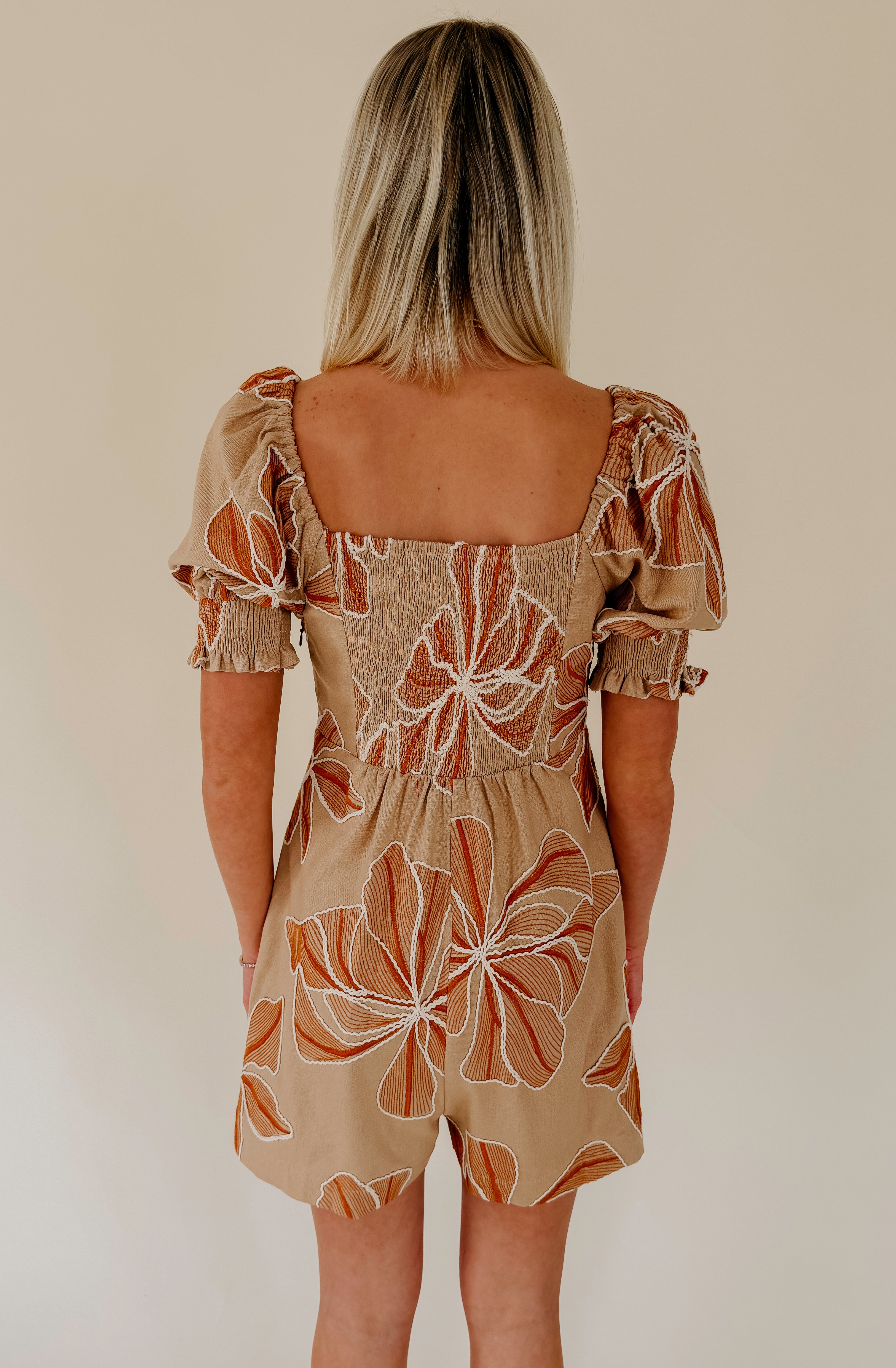 TURKS AND CAICOS EMBROIDERED ROMPER