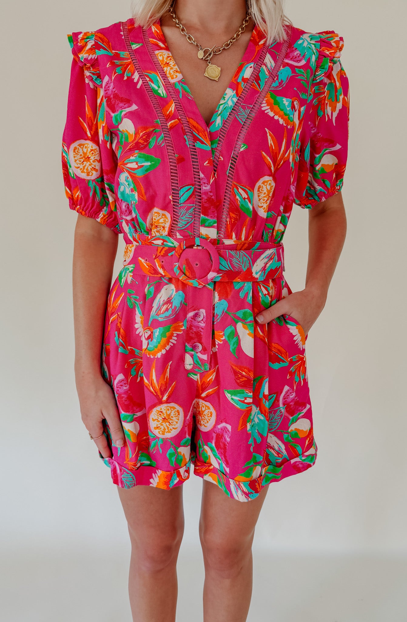 BAGS PACKED BELTED ROMPER