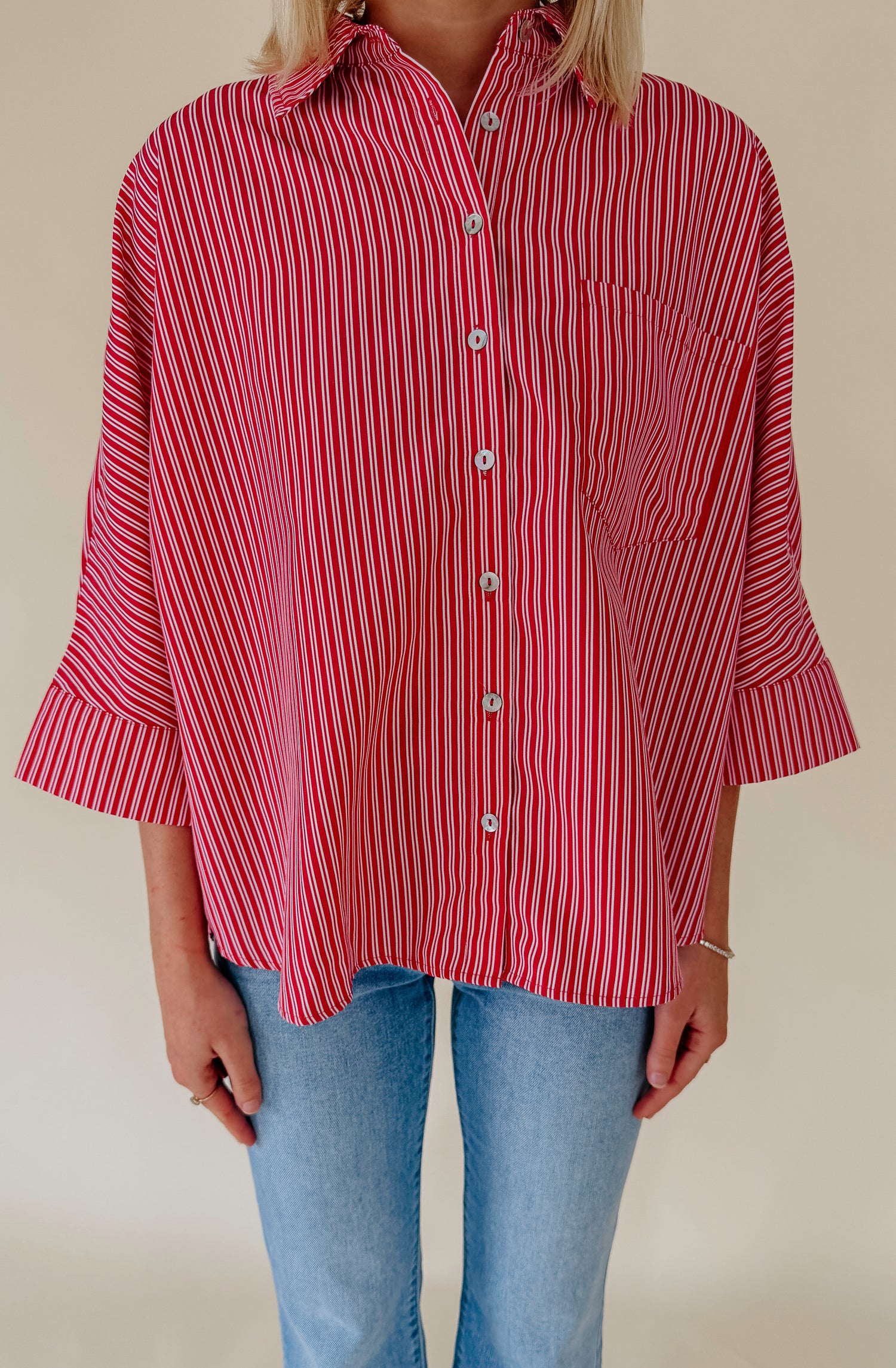 THE RAVEN STRIPED BUTTON UP