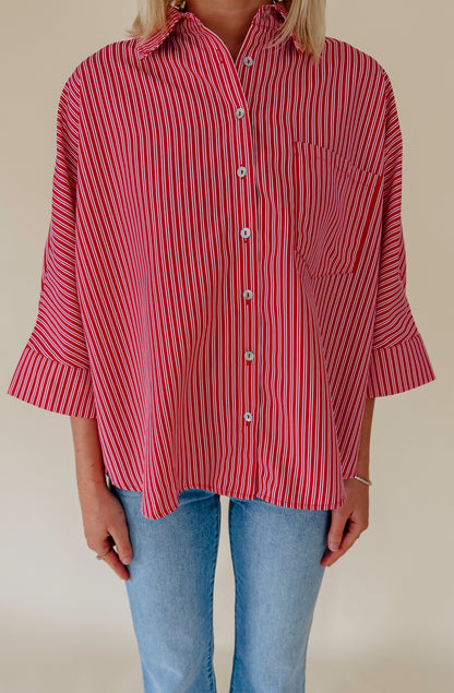 THE RAVEN STRIPED BUTTON UP