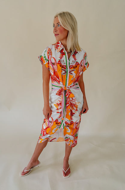 TIE ONE ON BUTTONED MIDI DRESS