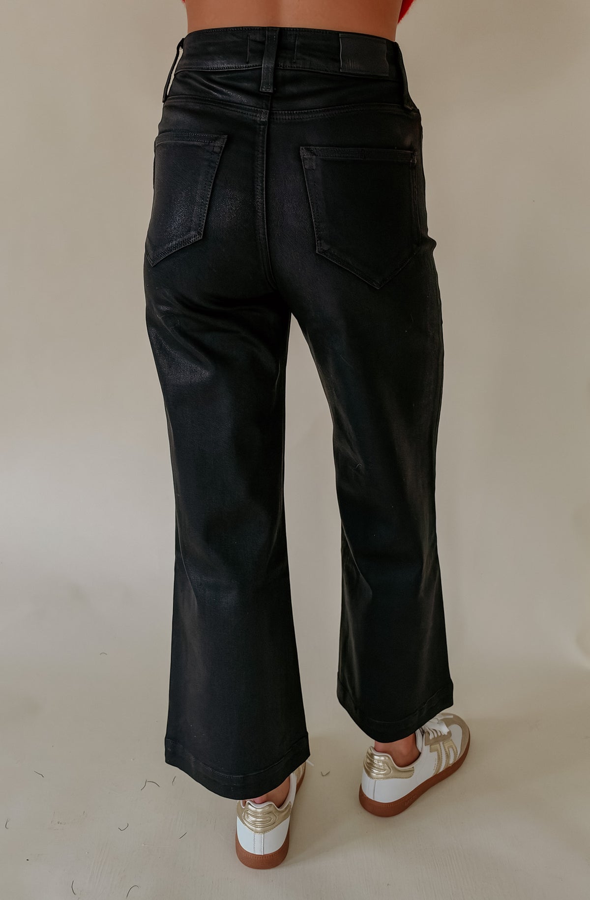 PAIGE ANESSA COATED FAUX LEATHER PANT IN BLACK FOG