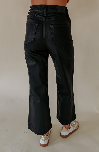 PAIGE ANESSA COATED FAUX LEATHER PANT IN BLACK FOG