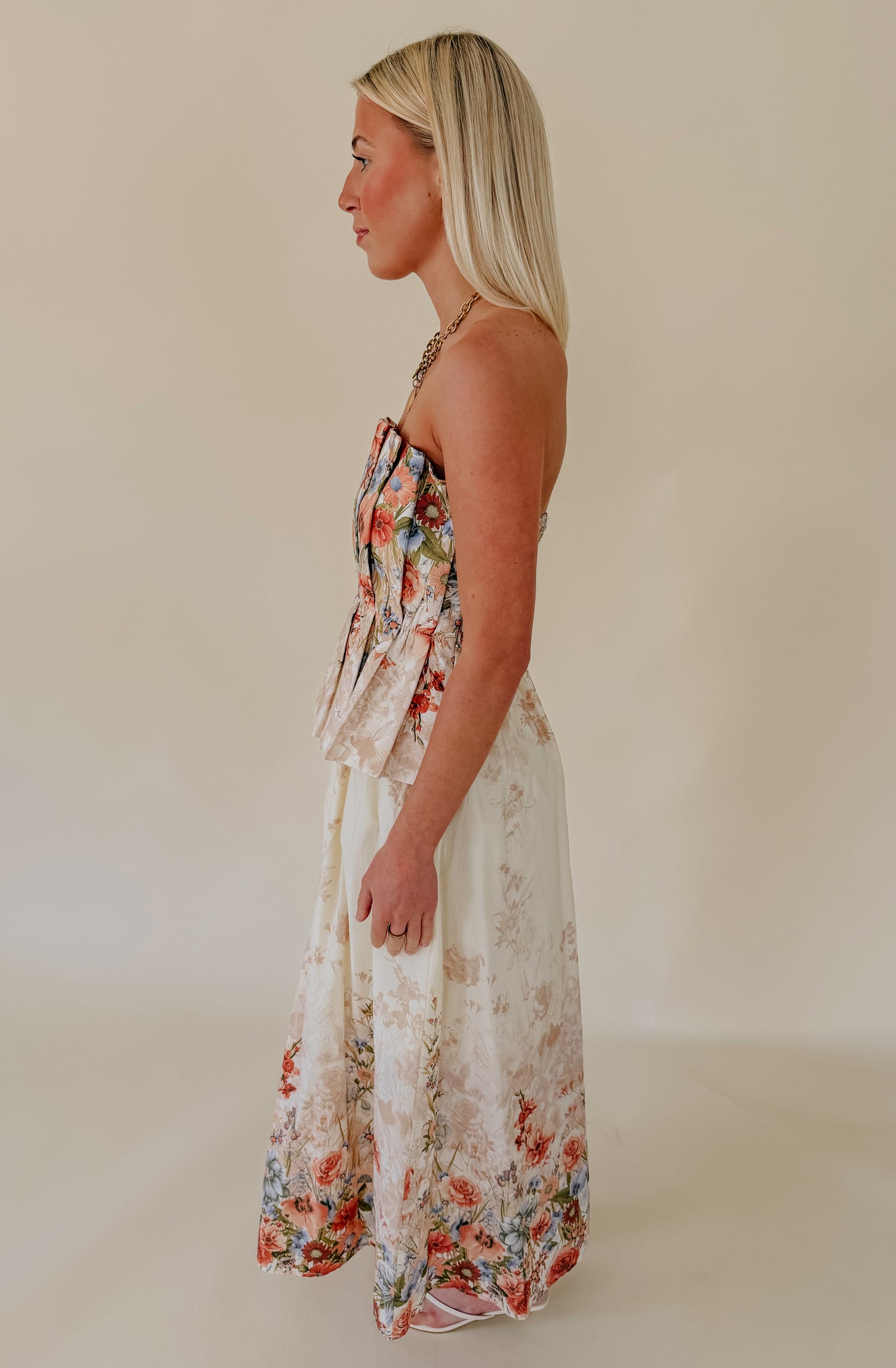 HAVING A BALL STRAPLESS MIDI DRESS