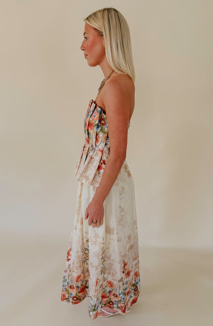 HAVING A BALL STRAPLESS MIDI DRESS