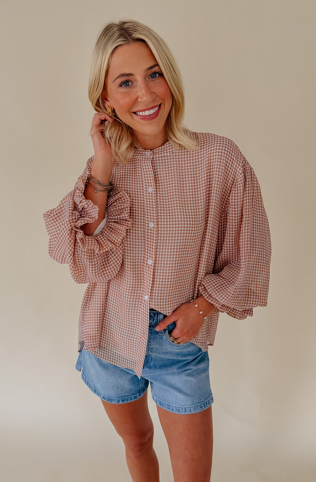 PICNIC PERFECT GINGHAM RELAXED BLOUSE