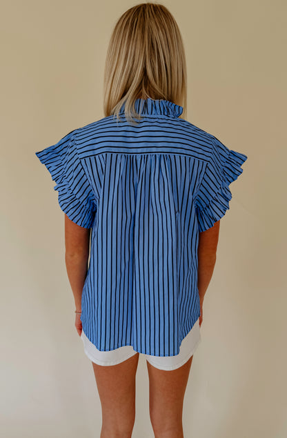 HEART SET STRIPED BLOUSE