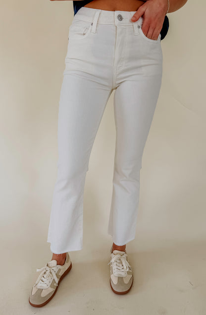 PAIGE MASON CROP BOOT DENIM IN CREAM CLOUD