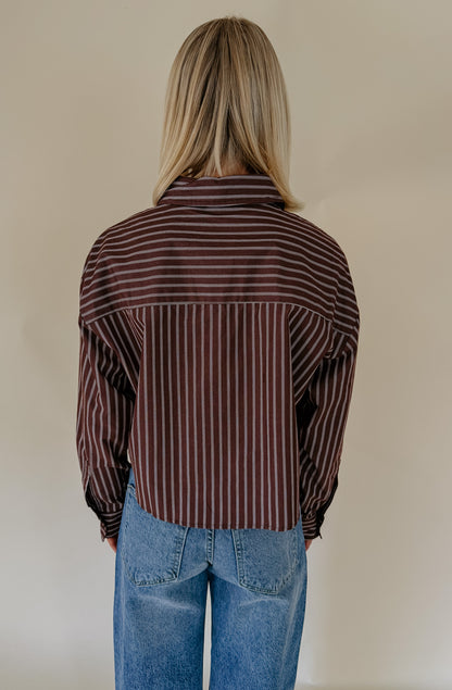 THE AMY STRIPED CROPPED BUTTON UP