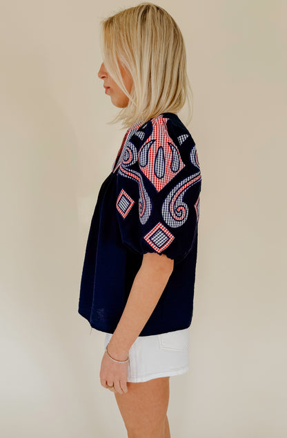 SAILED AWAY EMBROIDERED BLOUSE