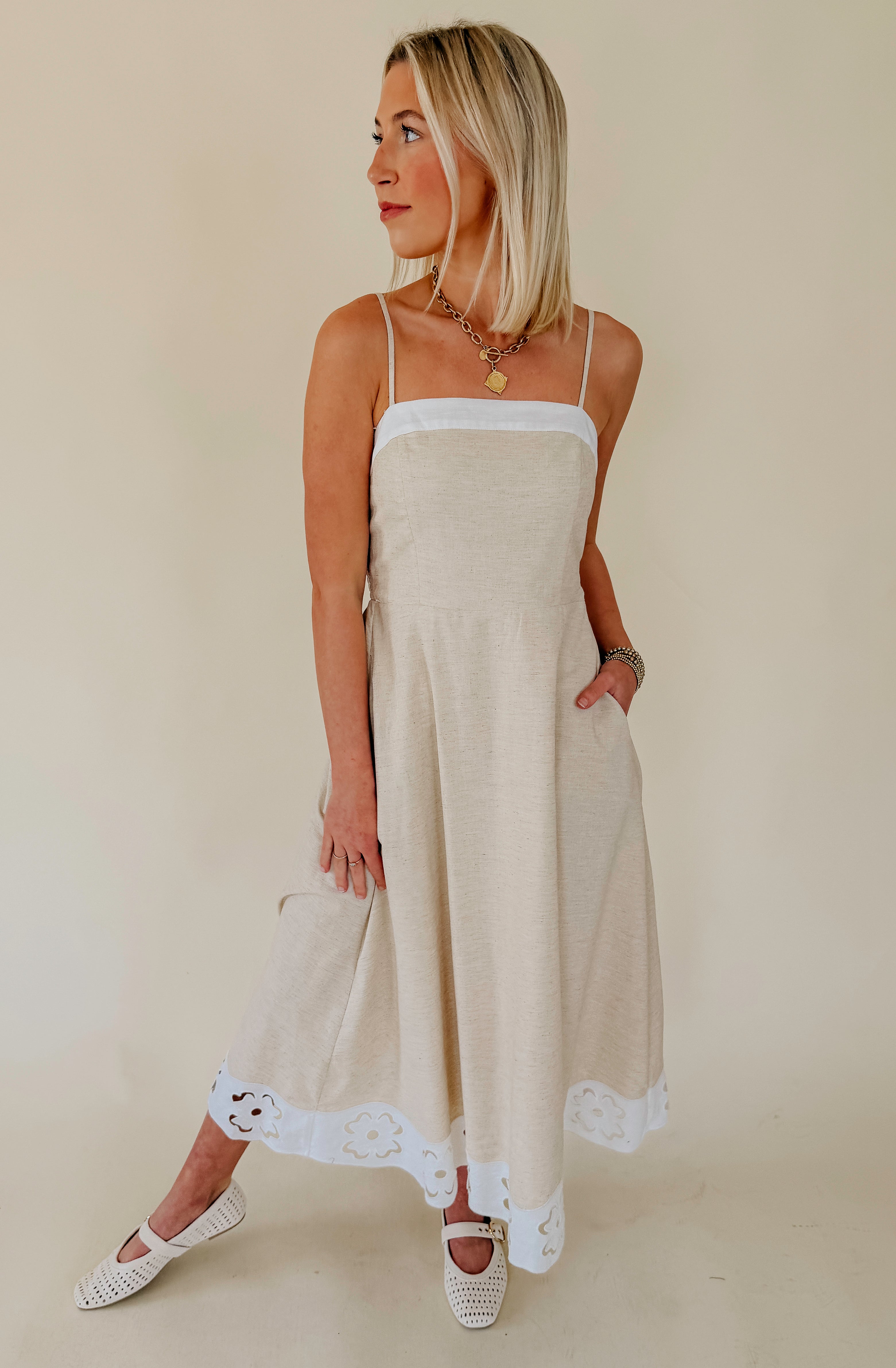 SPRING LINENS MIDI DRESS