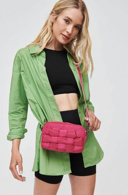 MINI WOVEN CROSSBODY PUFFER BAG