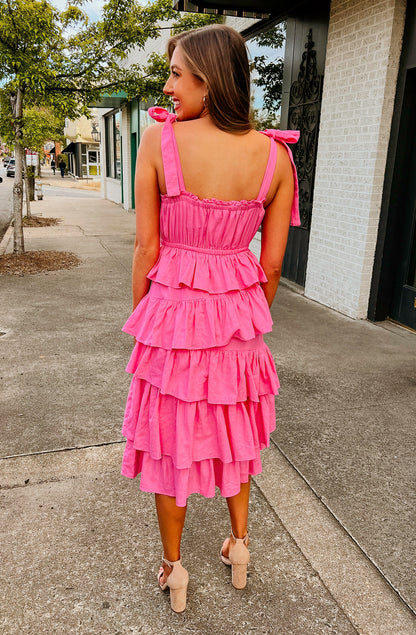 THE RAVEN TIERED MIDI DRESS