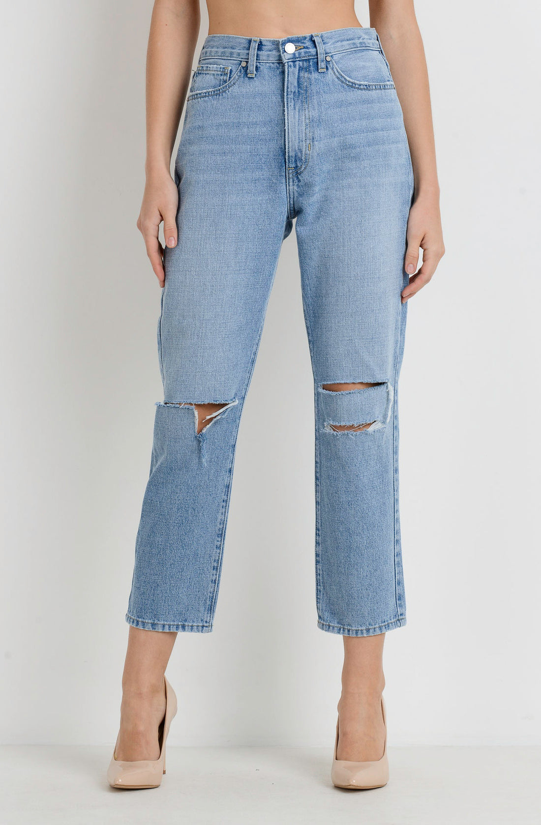 JUST USA HIGH RISE MOM DENIM WITH SLITS